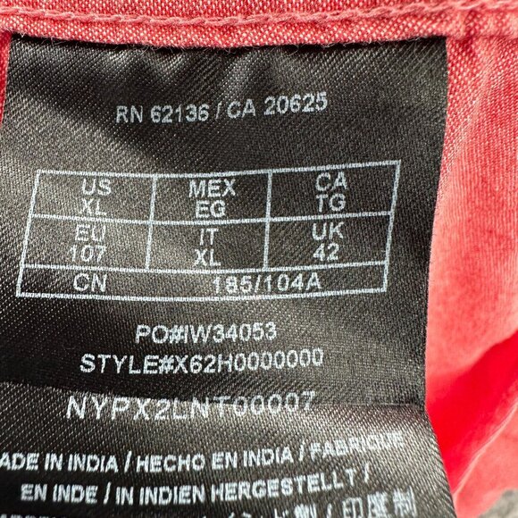 Guess Mens Shirt Extra Large Brick Red 100% Cotton Button‎ Front Long Sleeve - Picture 7 of 14